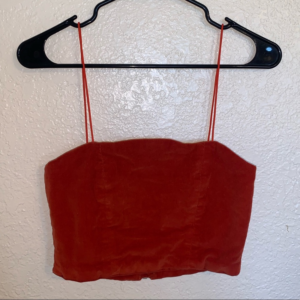 Momokrom Orange cropped tank top - corduroy